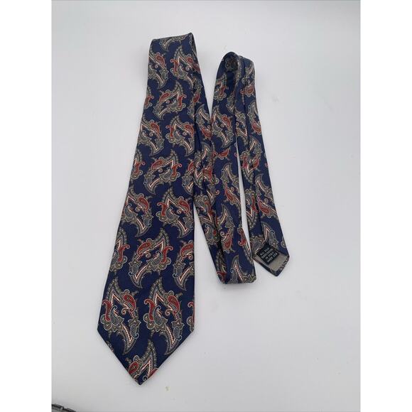 Vintage Christian Dior Monsieur Tie/Necktie Paisley 100% Silk Blue, Italy - Picture 2 of 6